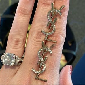 COMING SOON: YSL Vintage Goldtone & Strass Crystal Iconic Logo Drop Earrings